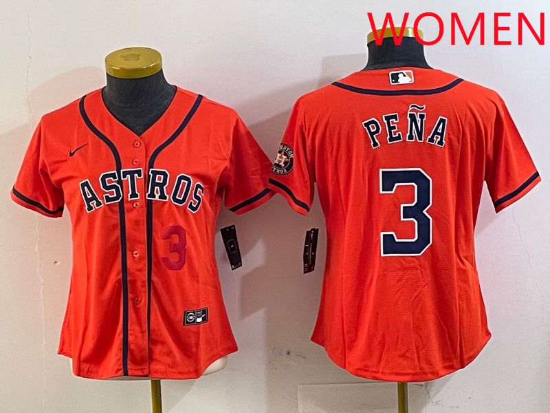 Women Houston Astros #3 Pena Orange Game 2025 Nike MLB Jersey style 4